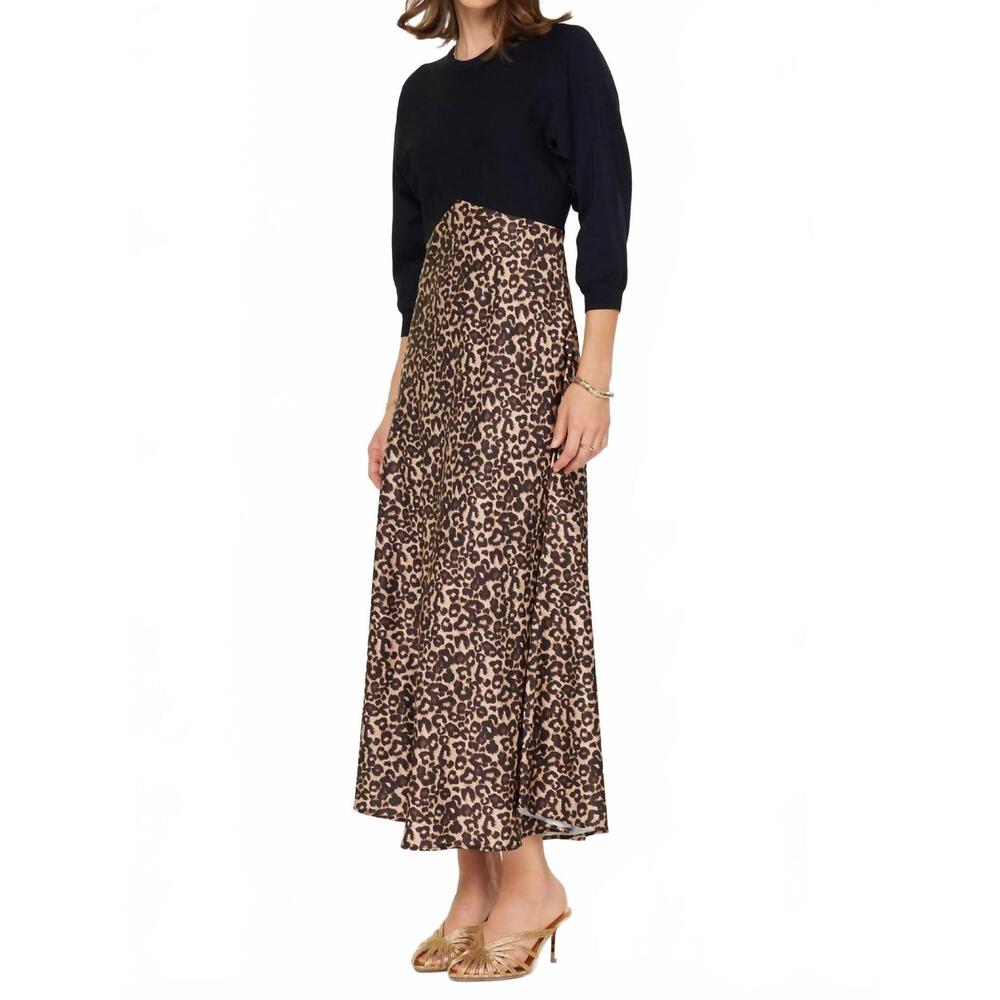 NEW CURRENT AIR split midi dress in leopard - Picture 4 of 6